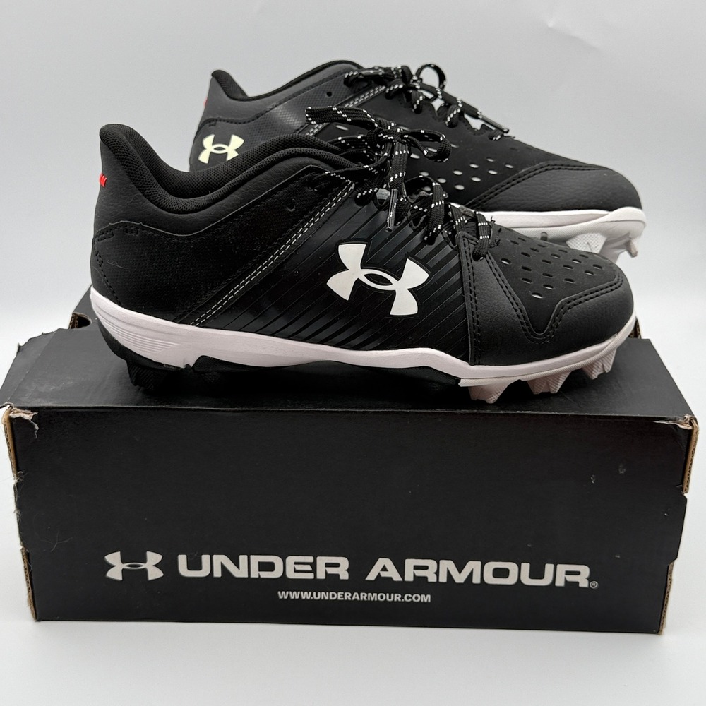 Under Armour Leadoff RM Baseball Cleats Kids 1.5Y Black White 3025593-001